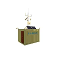 Scenic Mountain Landscape Green Grassland Field Observation Cabin Solar Panels Under Blue Sky White Clouds