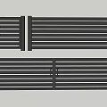 Black Slatted Metal Gate Design For Outdoor Double And Single Panels 3d model