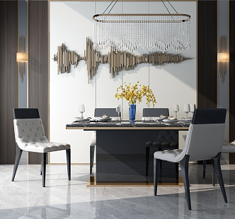 Modern Dining Table and Chair Combination 3d model