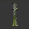 Green Moss Covered Tree Stump Decorative Element With Natural Root Base And Irregular Shape