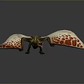 Detailed Pterosaur 3D Model With Green Body White Wings And Red Spots