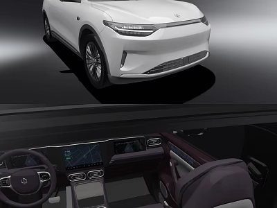 White Modern Car With Sleek Front Design And Luxury Interior Dashboard Screen Seats 3d model