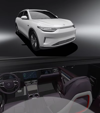 White Modern Car With Sleek Front Design And Luxury Interior Dashboard Screen Seats 3d model