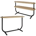 Modern Coffee Table With Wooden Top And Black Metal Frame Design