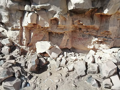 Natural Rock Landscape With Layered Stone Walls And Scattered Boulders 3d model