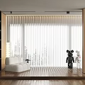 Modern Living Room Interior With Wooden Elements White Sofa And Vertical Blinds