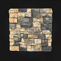 Building Exterior Wall With Natural Mixed Color Stone Blocks Texture Design