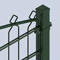 Green Wrought Iron Fence With Curved Top Decorative Pointed Patterns And Base Supports
