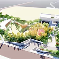 Scenic Park Landscape With Lush Greenery Modern Architecture Walking Paths And Recreational Areas