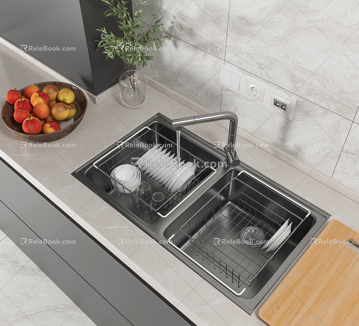 Modern Vegetable Washing Basin Stainless Steel Household Undercounter Basin Stainless Steel Vegetable Washing Basin Wash Basin 3d model