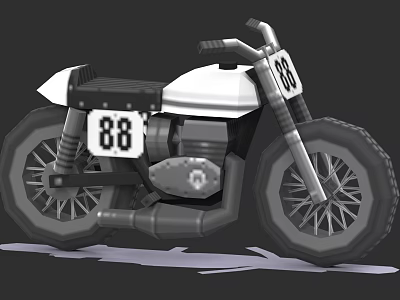 Black and White Racing Motorcycle With Number 88 Spoked Wheels And Black Seat 3d model