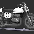 Black and White Racing Motorcycle With Number 88 Spoked Wheels And Black Seat