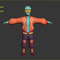Blue Fictional Creature In Orange Jacket With Yellow Goggles Torn Dark Pants And Arms Outstretched