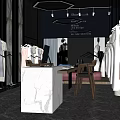 Modern Clothing Store With Marble Walls Floors Dresses On Hangers And Counter