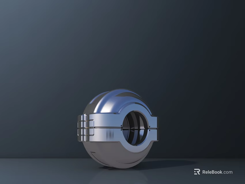 Advanced Smart Machine Featuring Spherical Metallic Surface And Circular Observation Lens 3d model