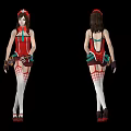 Game Movie Character In Red And White Suspender Outfit With White Stockings And Red Shoes