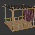 Elegant Outdoor Wooden Pergola Structure with Lattice Design Platform and Support Posts