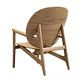 Wooden Accent Chair With Round Backrest And Hollow Design Minimalist Style
