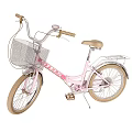 Pink Bicycle With Front Wire Basket Rear Rack And Beige Saddle