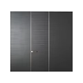 Modern Black Swing Door Featuring Brushed Brass Handle And Sleek Textured Surface