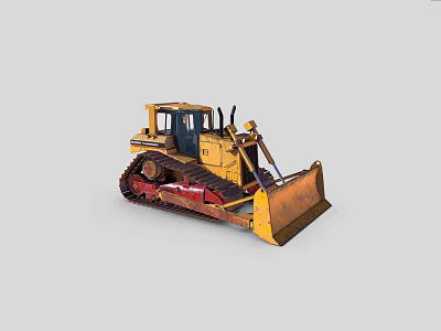 Yellow Bulldozer Heavy Construction Vehicle With Tracks 3d model