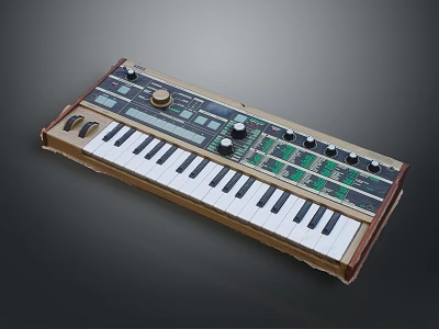 Professional Electronic Synthesizer Keyboard With Control Knobs Buttons And Display Panel 3d model
