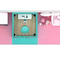 Pink Huawei Trendy Play Store Photo Check-in Spot with Cloud Decorations and Teddy Bear Dolls