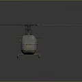 Military Green Helicopter 3D Model With Rotors Transparent Cockpit And Landing Gear