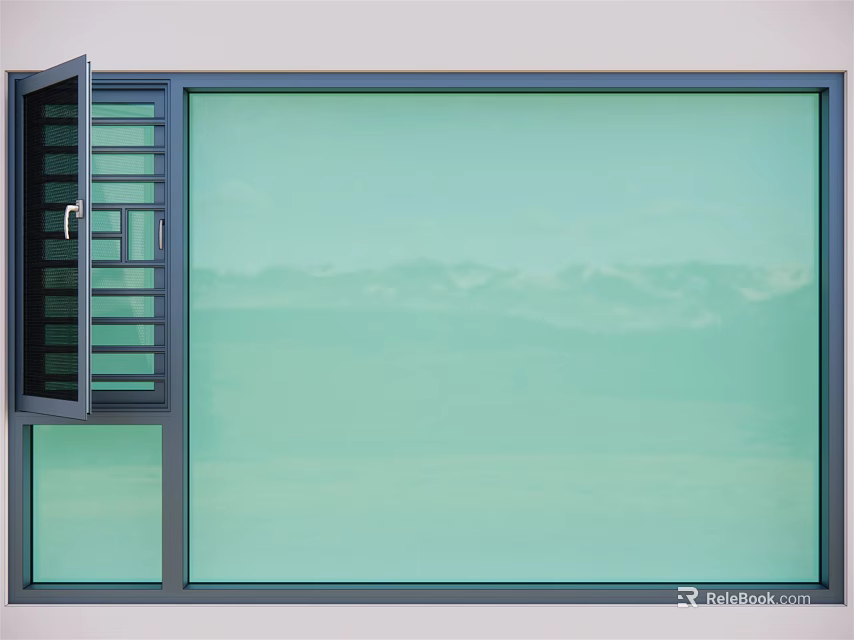 Floor to Ceiling Window with Open Frame and Scenic Mountain View 3d model 