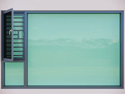 Floor to Ceiling Window with Open Frame and Scenic Mountain View 3d model