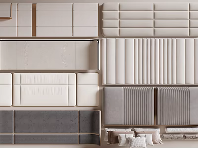 Modern Upholstered Bed Headboard Designs With Beige Gray And Textured Panels 3d model