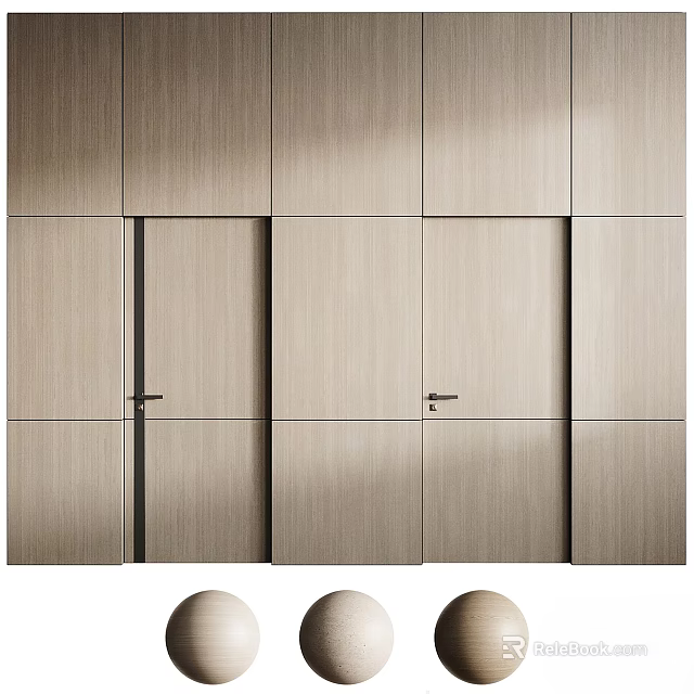 Modern Kitchen Cabinet Design With Wooden Panel Doors And Handles 3d model 