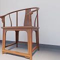 Chinese Style Wooden Armchair With Curved Backrest And Solid Wood Design
