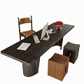 Desk and Chair Stool Desk Lamp Single Chair 3d model
