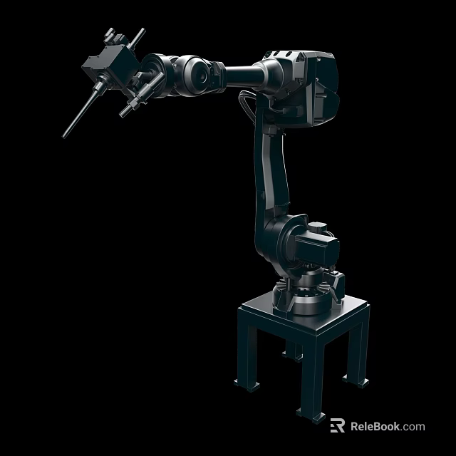 Black Industrial Robotic Arm With Multiple Joints And Stable Base Structure 3d model 