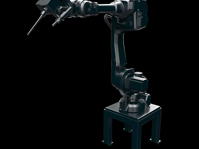 Black Industrial Robotic Arm With Multiple Joints And Stable Base Structure 3d model