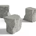 Irregular Shaped Stone Stools With Rough Surface And Natural Texture 3d model