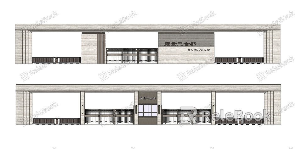 New Chinese Gate Entrance Gate model