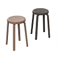 Two Wooden Bar Stools In Different Colors With Round Seats And Four Legs
