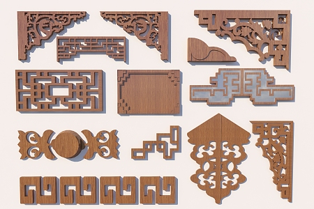 New Chinese-style Carved Component Combination 3d model