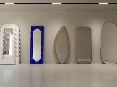 Stylish Mirrors With Various Designs Shapes Colors And Frame Styles In Modern Space 3d model
