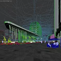 Contemporary Commercial Street With Glass Curtain Walls And Pedestrians Enjoying Urban Leisure