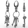 Metal Keychain Ornament Set With Decorative Hanging Keys and Rings