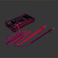 Digital Multimeter With Black Case And Red Probes For Electrical Testing 3d model