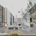 Elegant Modern Luxury Sales Office With Spacious Lounge Area And Bright Marble Interior Design