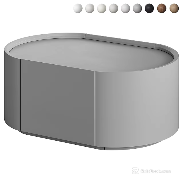 Modern Gray Bedside Table With Minimalist Design And Sleek Cabinet Doors 3d model 