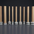 Wooden Columns with Various Intricate Base Designs Displayed on Gray Background 3d model