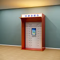 Orange Enclosure Package Self Service Locker With Digital Screen And Compartments 3d model