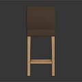 Brown Leather Bar Stool With Wooden Legs And Modern Simple Backrest Design