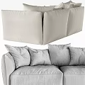 Modern Beige Fabric Sofa With Comfortable Pillows And Soft Cushioned Design 3d model